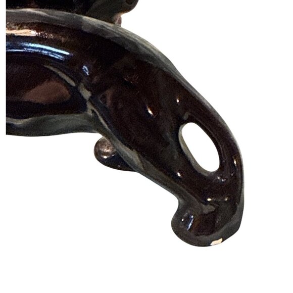 1950s Vintage Black Panther Ceramic Figurine Pair MCM Jungle Décor Vtg Stalking - Picture 7 of 8